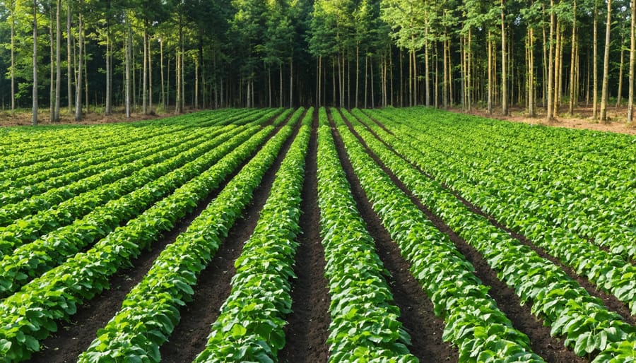 Agroforestry system showcasing the integration of trees and crops for carbon sequestration