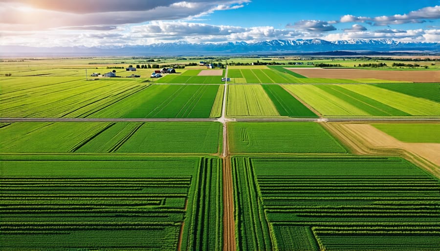 Aerial photograph of an agricultural field in Alberta using center-pivot irrigation