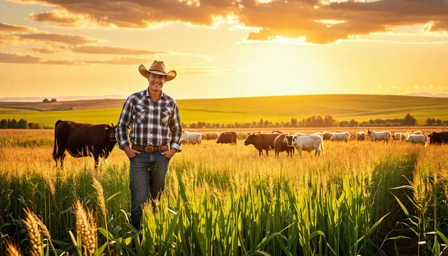 Successful Alberta farmer proudly presenting their sustainable agriculture achievements