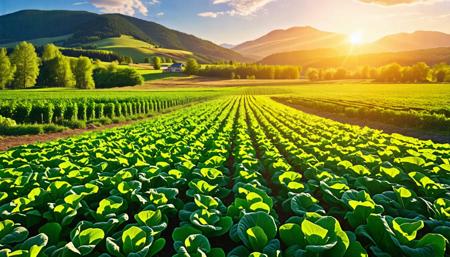 Vibrant organic farm in Alberta demonstrating successful pest management.