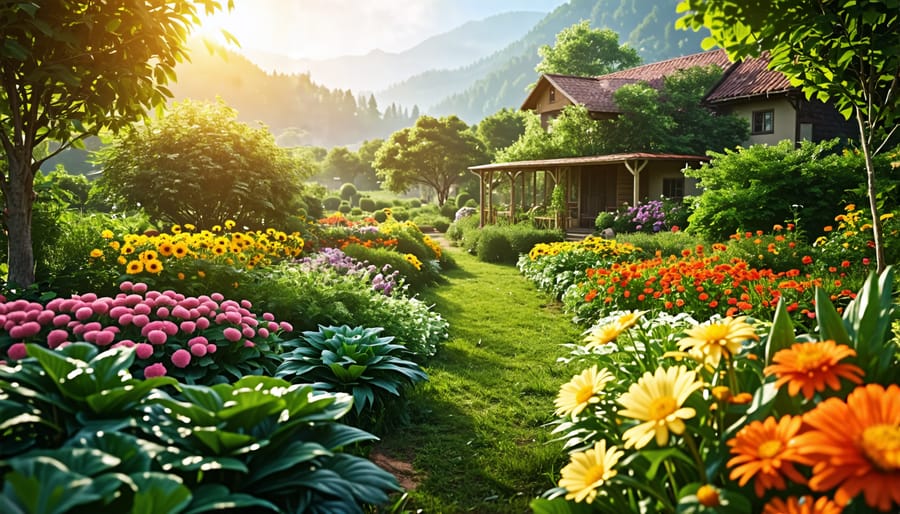 A variety of plants and insects illustrating biodiversity on an organic farm