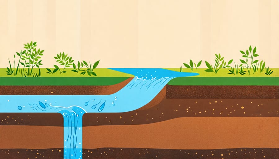 Diagram illustrating the bioinfiltration process with water, plants, and soil