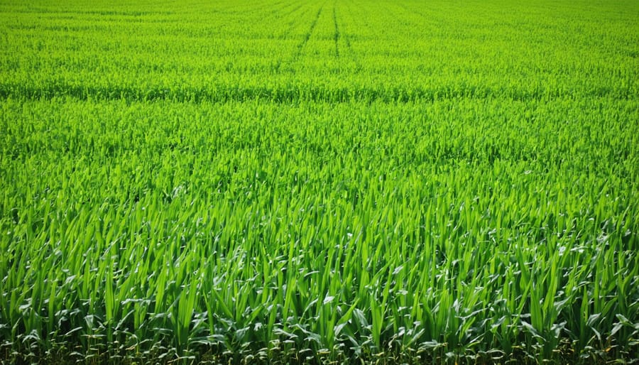 Cover crops growing in a field, improving soil health and structure