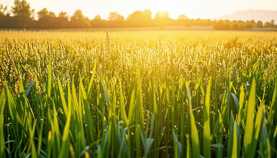 Cover crops growing in a farm field, providing soil cover