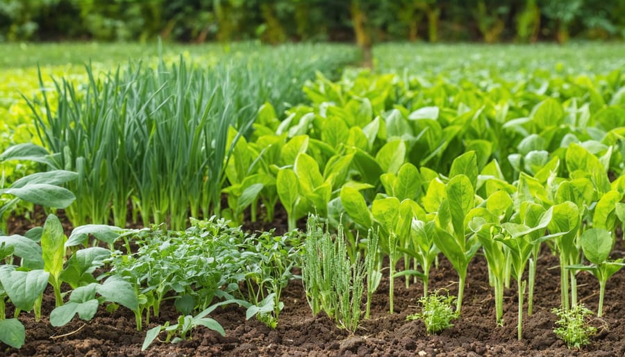 Healthy cover crop mixture growing in a farm field