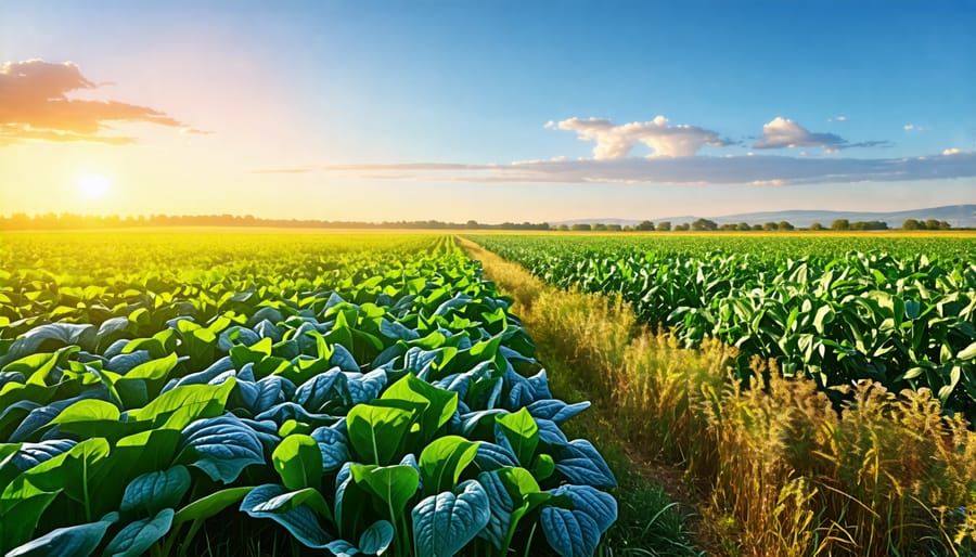 A field demonstrating plant diversity in an agricultural setting