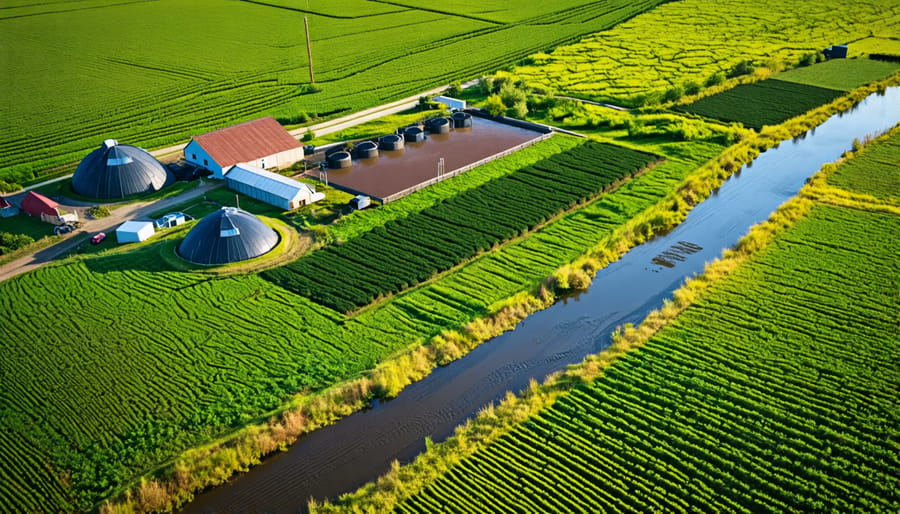 Farm with manure storage and water pollution from runoff