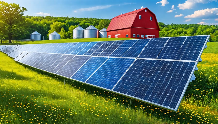 Renewable energy integration on a farm using solar panels