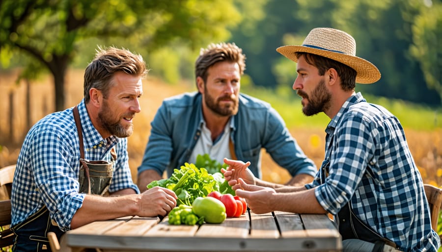 Farmers and experts working together to find innovative solutions to agricultural challenges