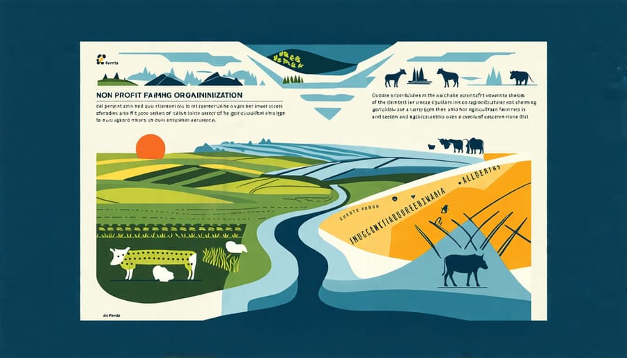 Infographic showcasing the measurable impact and outcomes of non-profit farming organizations in Alberta