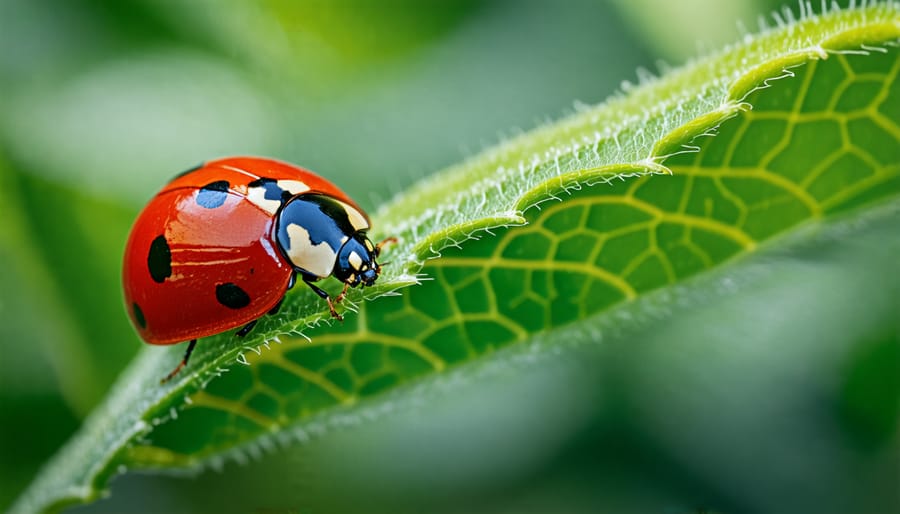 Ladybug on a leaf, a natural predator for pest control