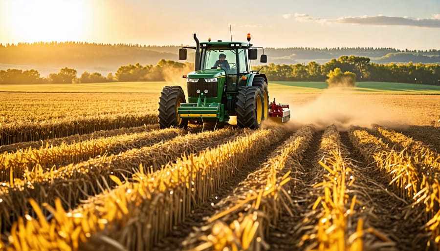 No-till seeding equipment being used in a farm field