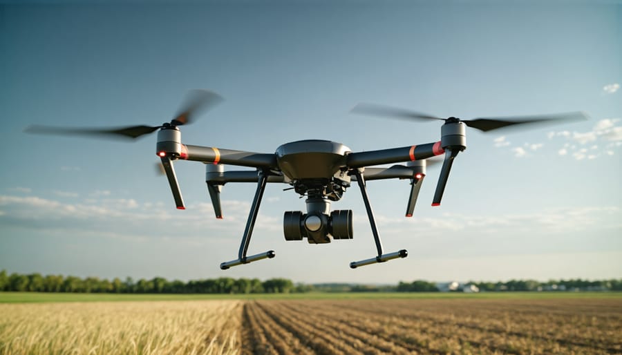 Drone technology being used for precision nutrient management in a field