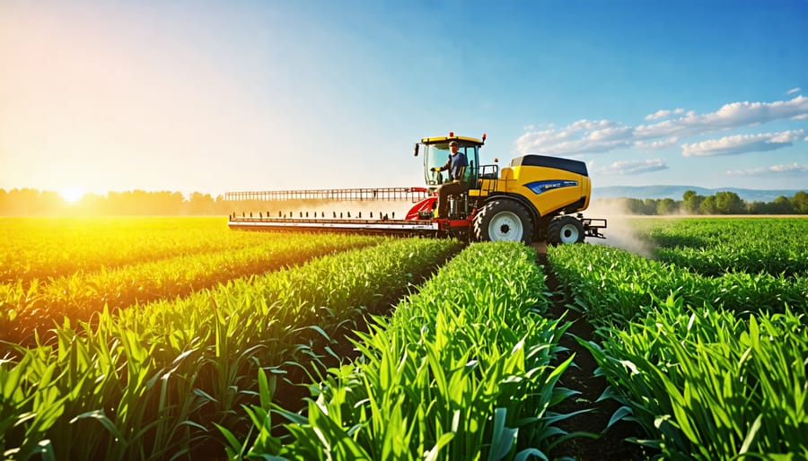 Farmer using precision application equipment for targeted fertilizer use