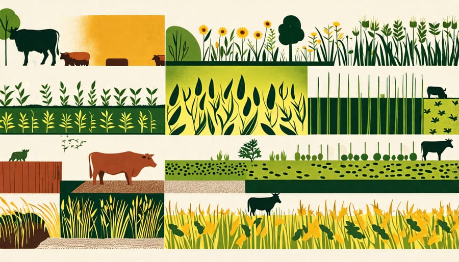 Montage depicting key principles and practices of regenerative agriculture