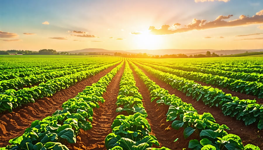 Drip irrigation system installed in a small farm field