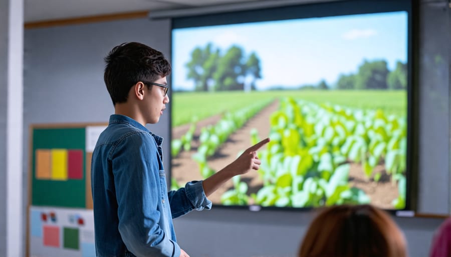 Student showcasing their SAE project in a classroom setting