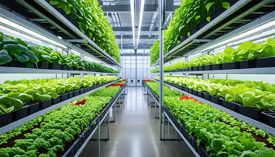 Multi-level hydroponic growing systems inside a vertical farming facility