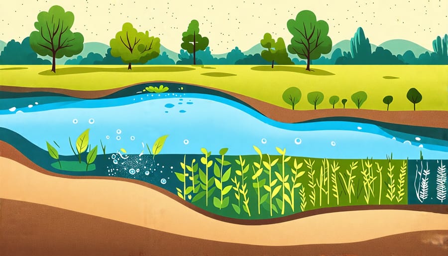 Conceptual representation of how optimized irrigation retains nutrients in the soil