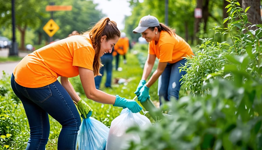 Group of volunteers collecting litter in a park during a Zero Waste Canada event