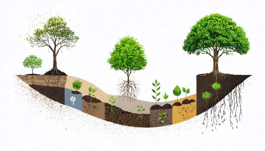 Diagram showing the carbon cycle and the importance of soil in carbon sequestration