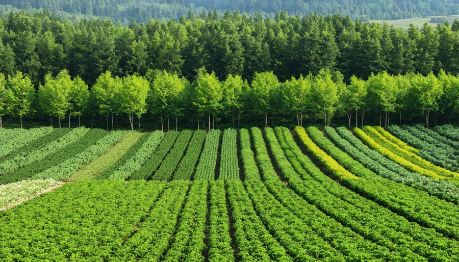 An example of an alley cropping agroforestry system