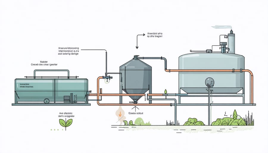 Conceptual illustration of how an anaerobic digester works