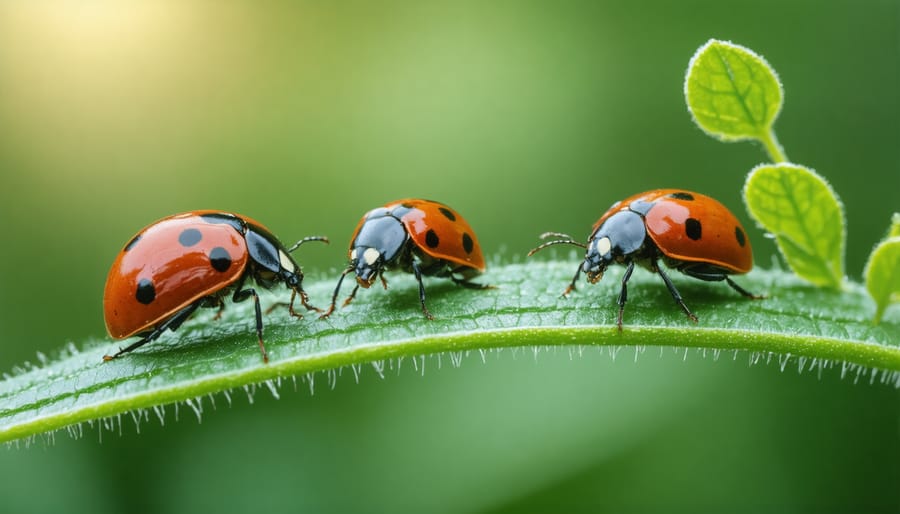 Assortment of pest-controlling beneficial insects on foliage