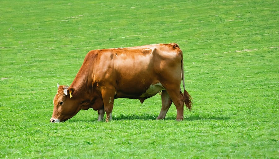 Livestock integrated into a regenerative farming system, grazing on pasture