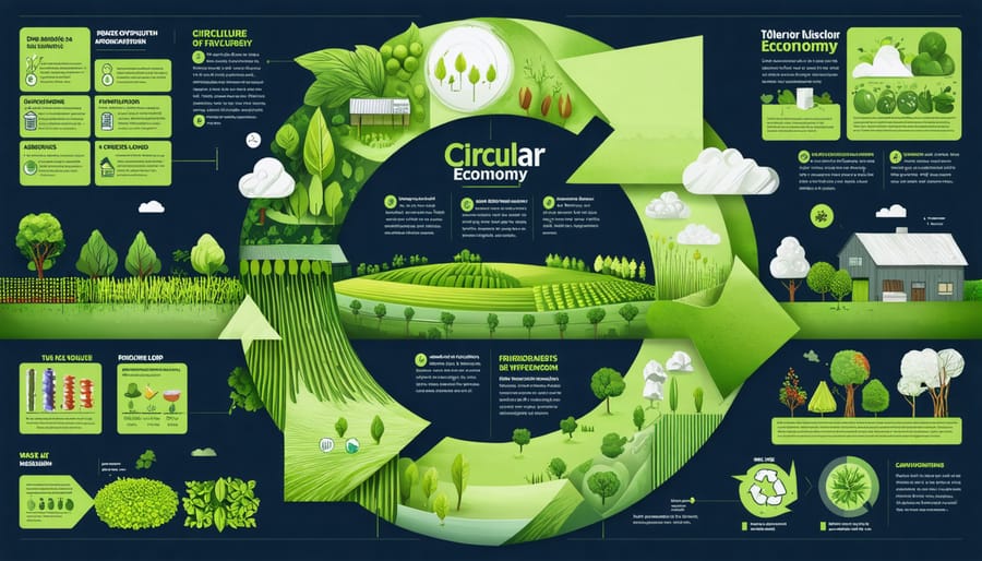 Infographic depicting circular economy principles applied to agriculture