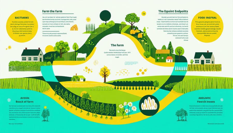 Diagram of a circular food system showing the flow of food and resources