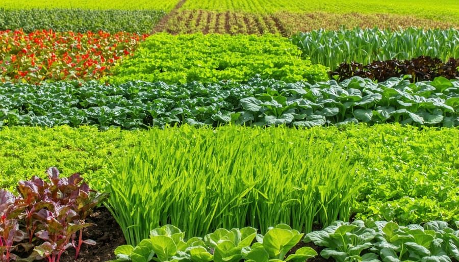 A vibrant mix of cover crops in a field, showcasing biodiversity