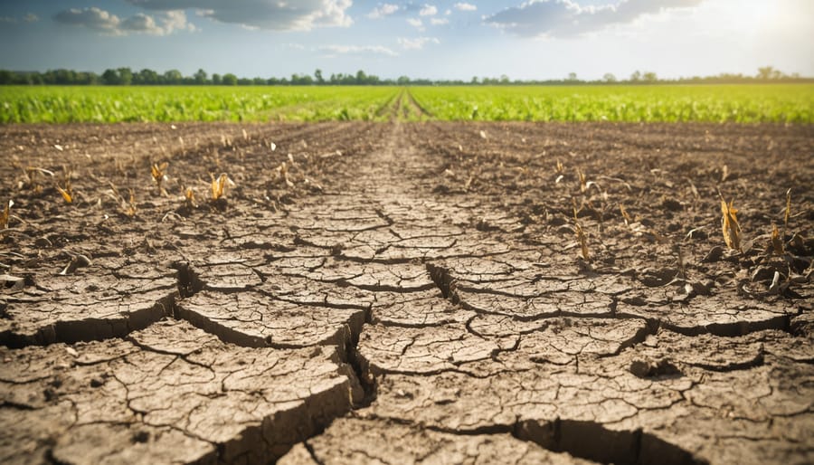 Arid agricultural field suffering from drought conditions