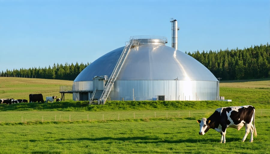 Farm-scale biogas digester system converting agricultural waste to energy