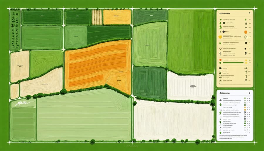 A map illustrating a farm divided into management zones for soil sampling