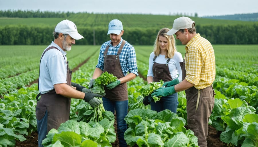 Farmers learning about sustainable agriculture techniques at an educational event