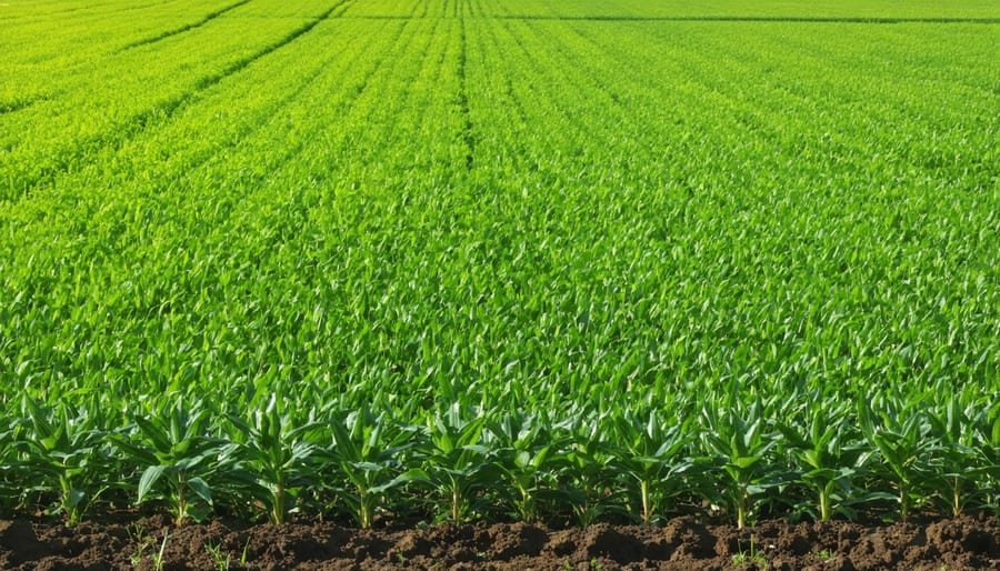 Healthy crops growing in nutrient-rich soil, demonstrating regenerative agriculture practices