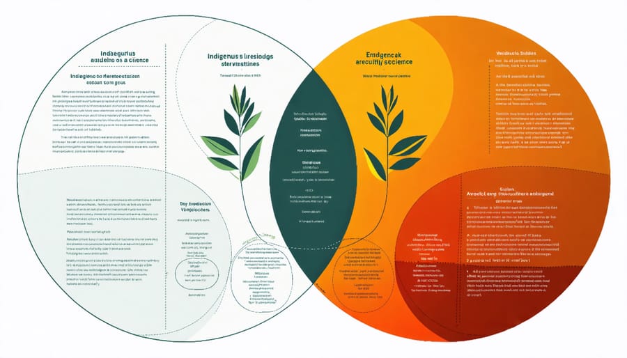 Conceptual Venn diagram showing the overlap and synergy between indigenous wisdom and western scientific approaches in agriculture