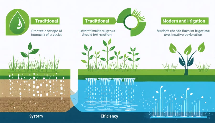 Comparison infographic of water conservation benefits with smart irrigation technologies