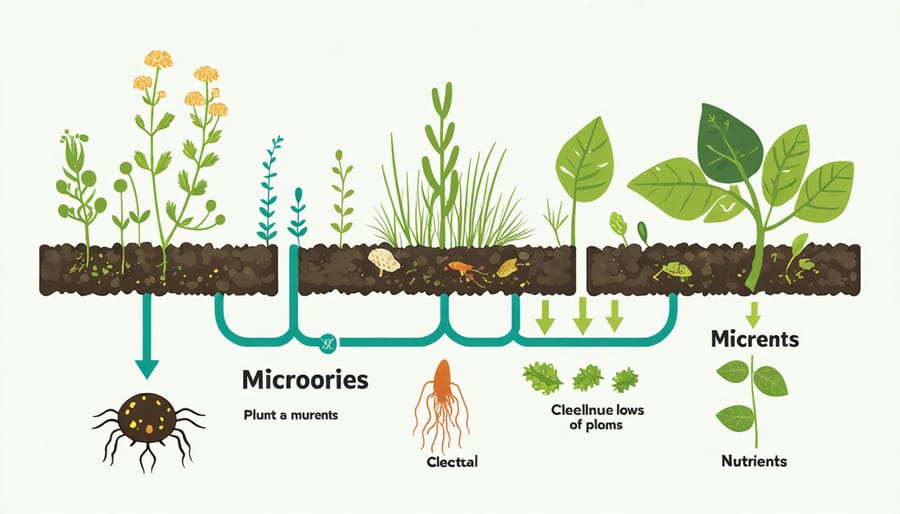 Diagram illustrating the nutrient cycling process in soil