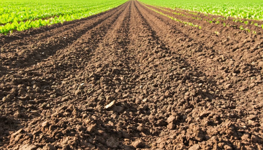 Agricultural field utilizing organic mulch for water conservation