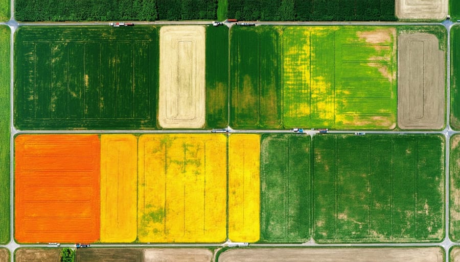 Satellite image of a farm using precision agriculture techniques