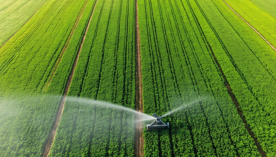 Efficient irrigation techniques being employed in a farm field