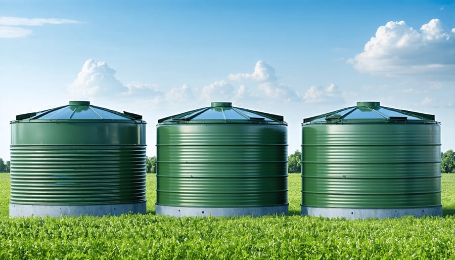 Different types of rainwater storage tanks commonly used in agriculture