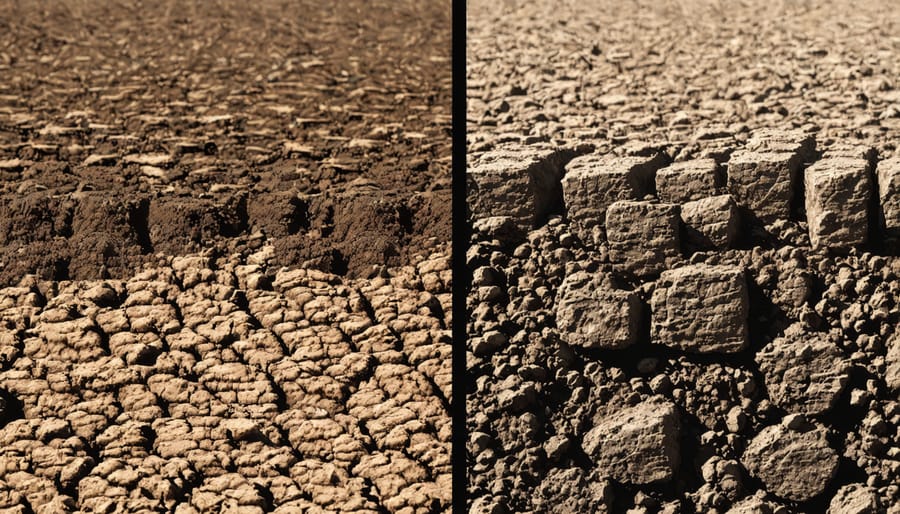 Side-by-side images demonstrating the benefits of soil carbon for soil health