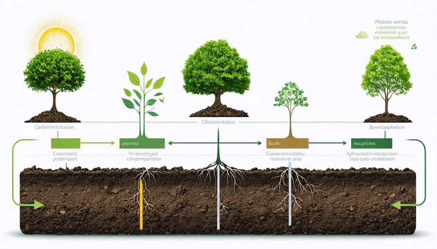 Illustration of the soil carbon cycle with inputs and outputs