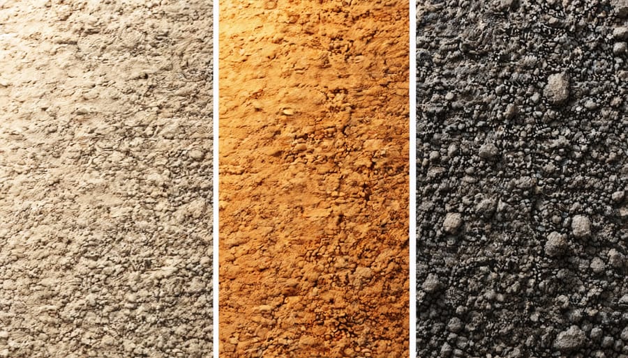 Side-by-side comparison of rich, dark soil with visible root systems next to dry, pale soil lacking structure