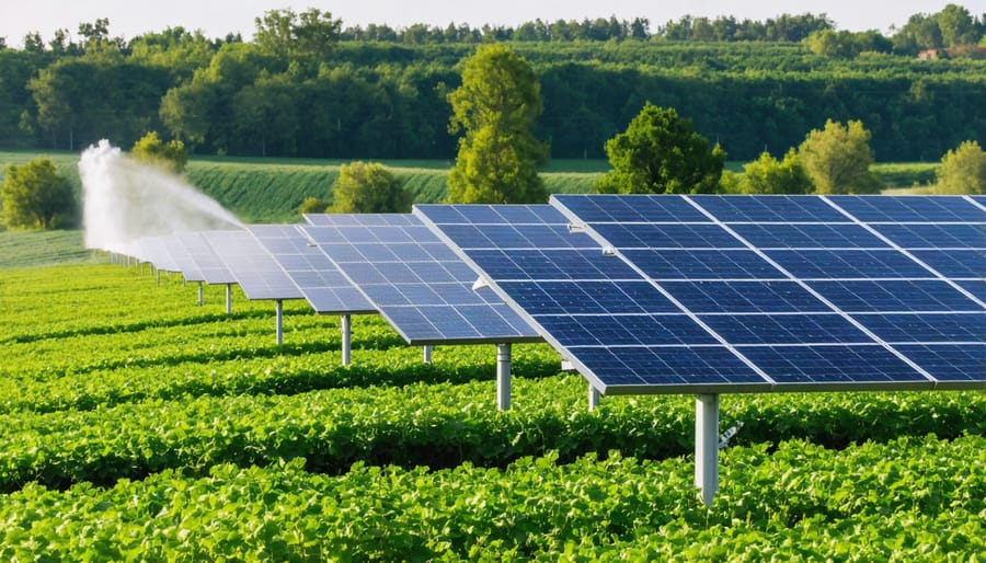 Solar-powered irrigation system in an agricultural field