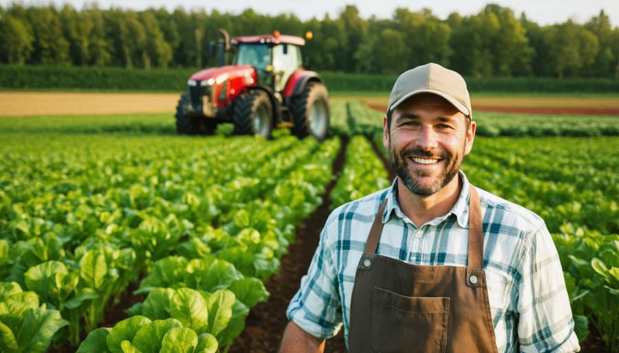 Successful Alberta farmer implementing sustainable practices in a thriving field