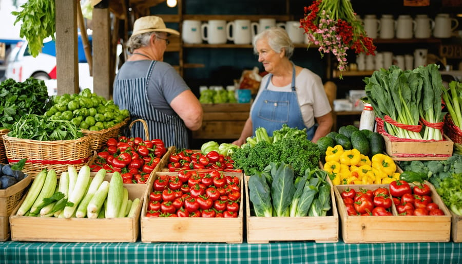 Vibrant farmers market scene showcasing local products and community engagement